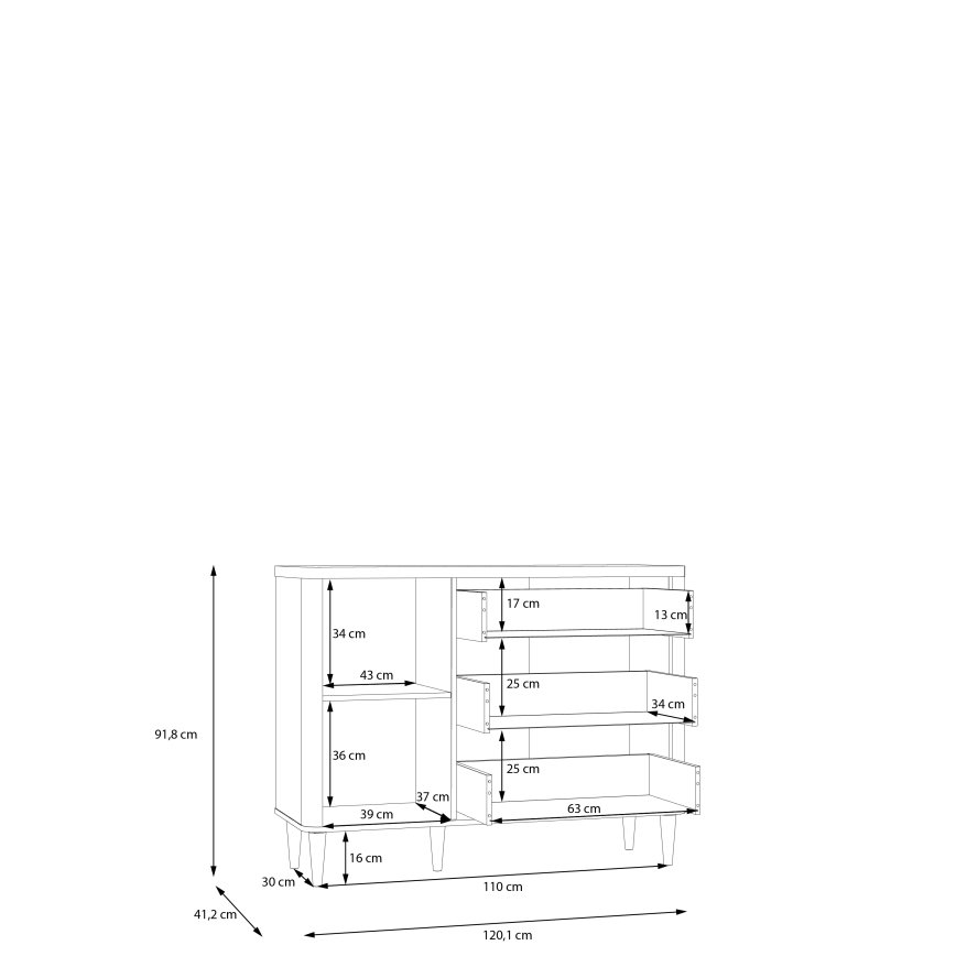 Comodă cu sertare VIRO, maro/bej