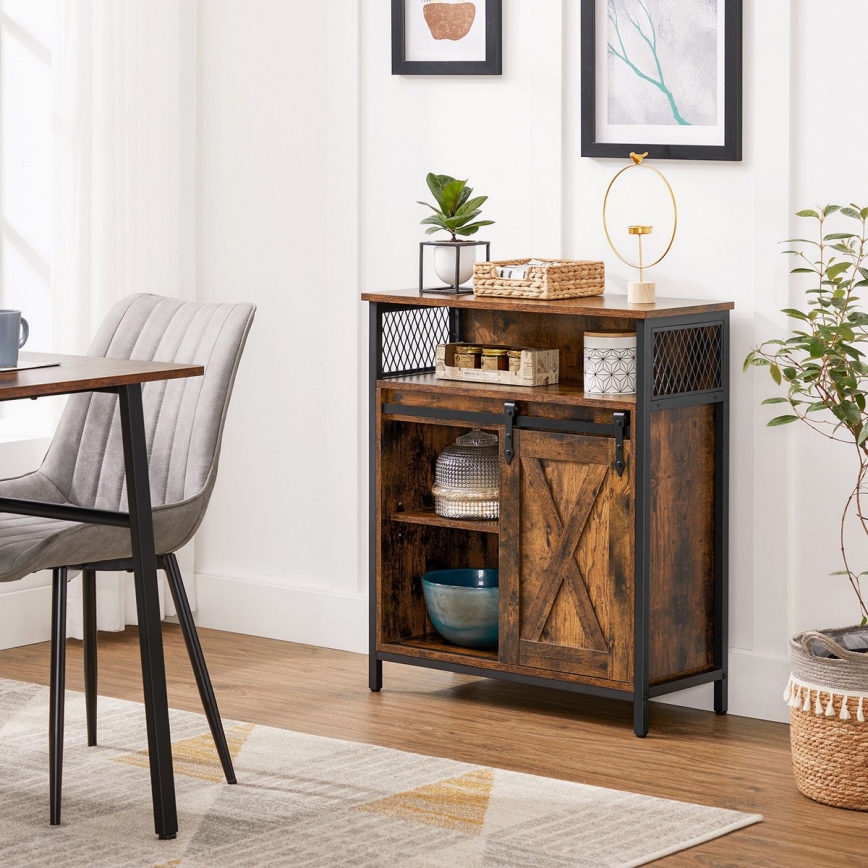 Comodă cu ușă glisantă FIRA maro/negru