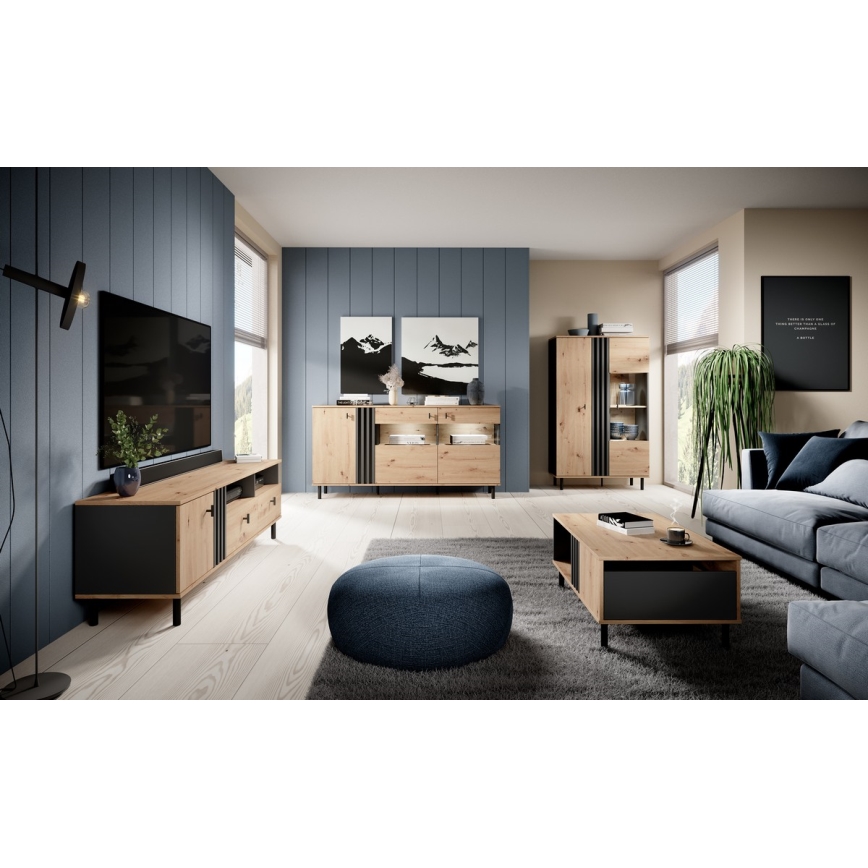 Comodă de televizor BADIA stejar/antracit