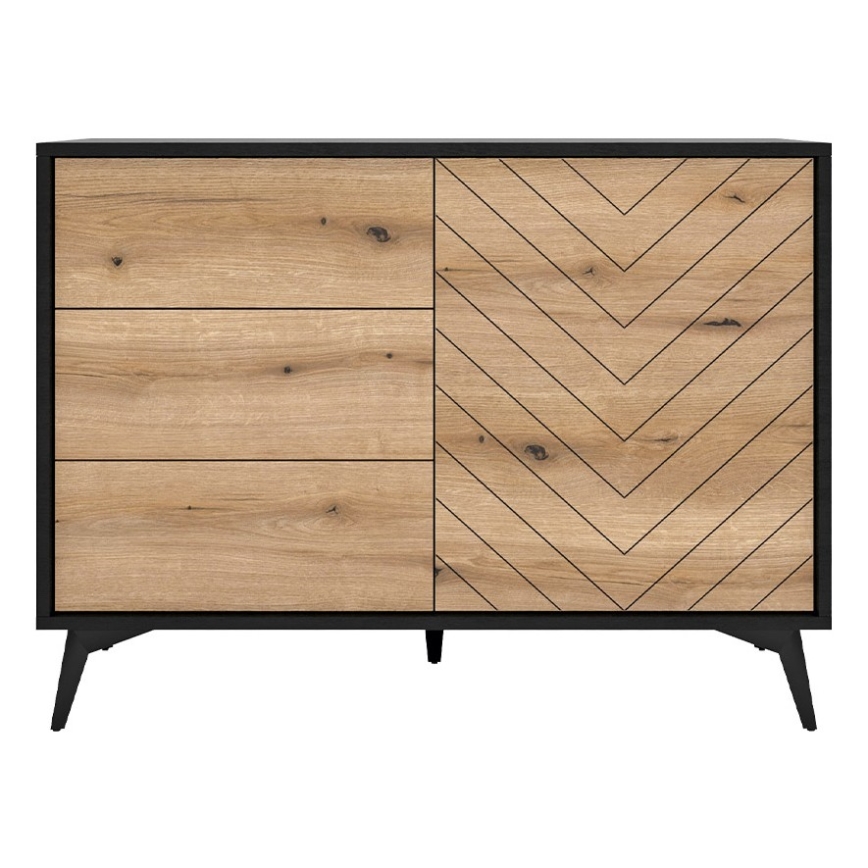 Comodă DIAMOND 77x104 cm negru/stejar evoke
