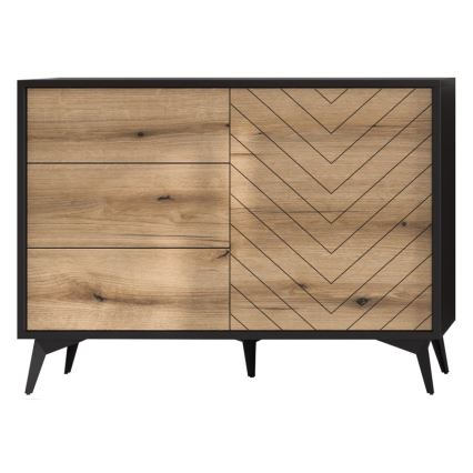 Comodă DIAMOND 77x104 cm negru/stejar evoke
