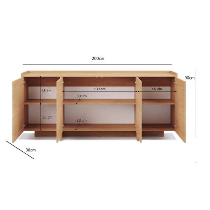 Comodă KEMI 200x90x38 stejar Cremona