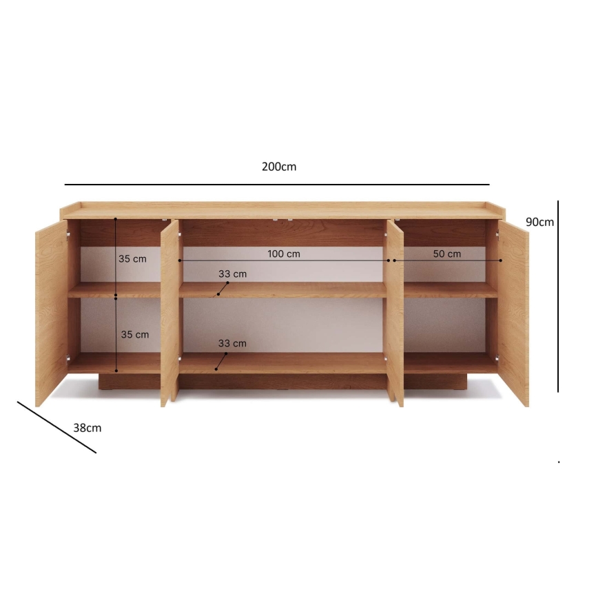 Comodă KEMI 200x90x38 stejar Cremona
