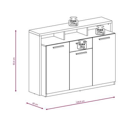 Comodă LEBY stejar sonoma/alb