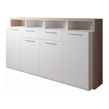 Comodă LEBY, Stejar Sonoma/Alb