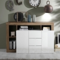 Comodă LENOR 146x93x42 cm albă/stejar