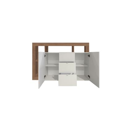 Comodă LENOR 146x93x42 cm albă/stejar