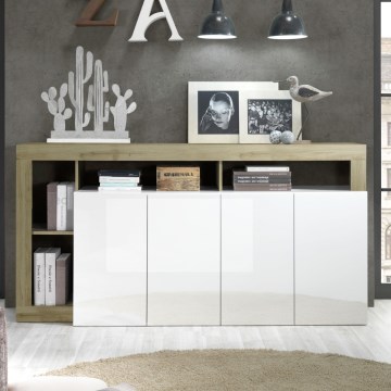 Comodă LENOR 184 x 93 x 42 cm, alb/stejar deschis