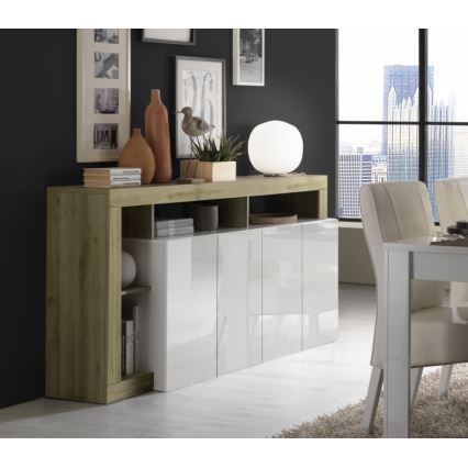 Comodă LENOR 184 x 93 x 42 cm, alb/stejar deschis