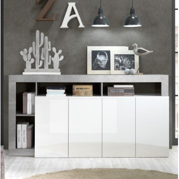 Comodă LENOR 184x93x42 cm alb/gri beton
