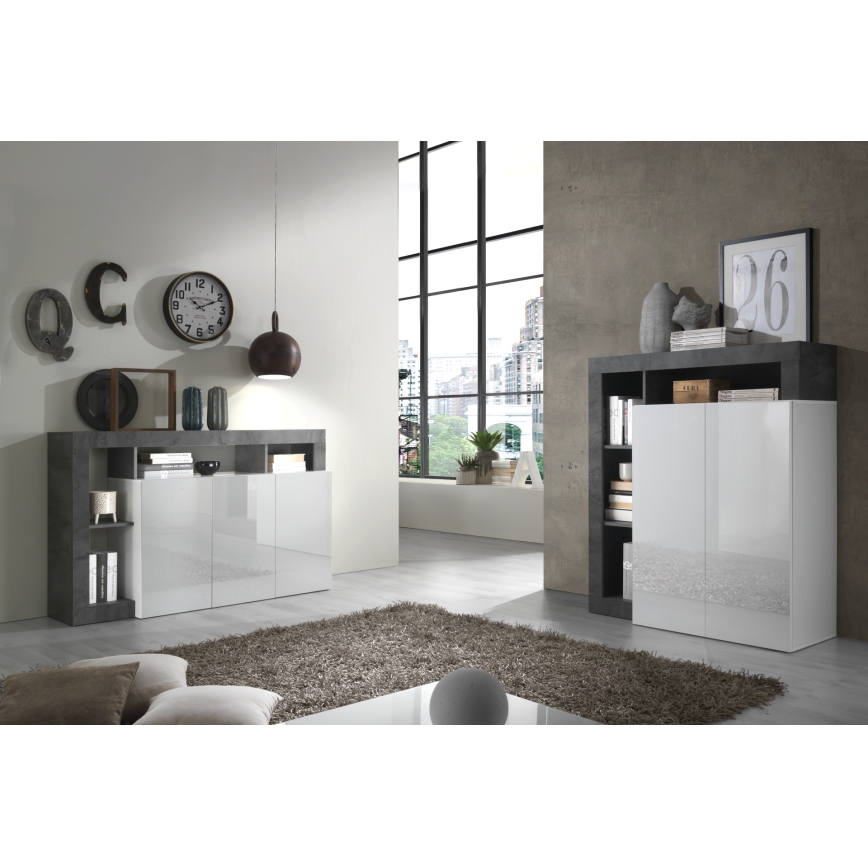 Comodă LENOR alb/antracit