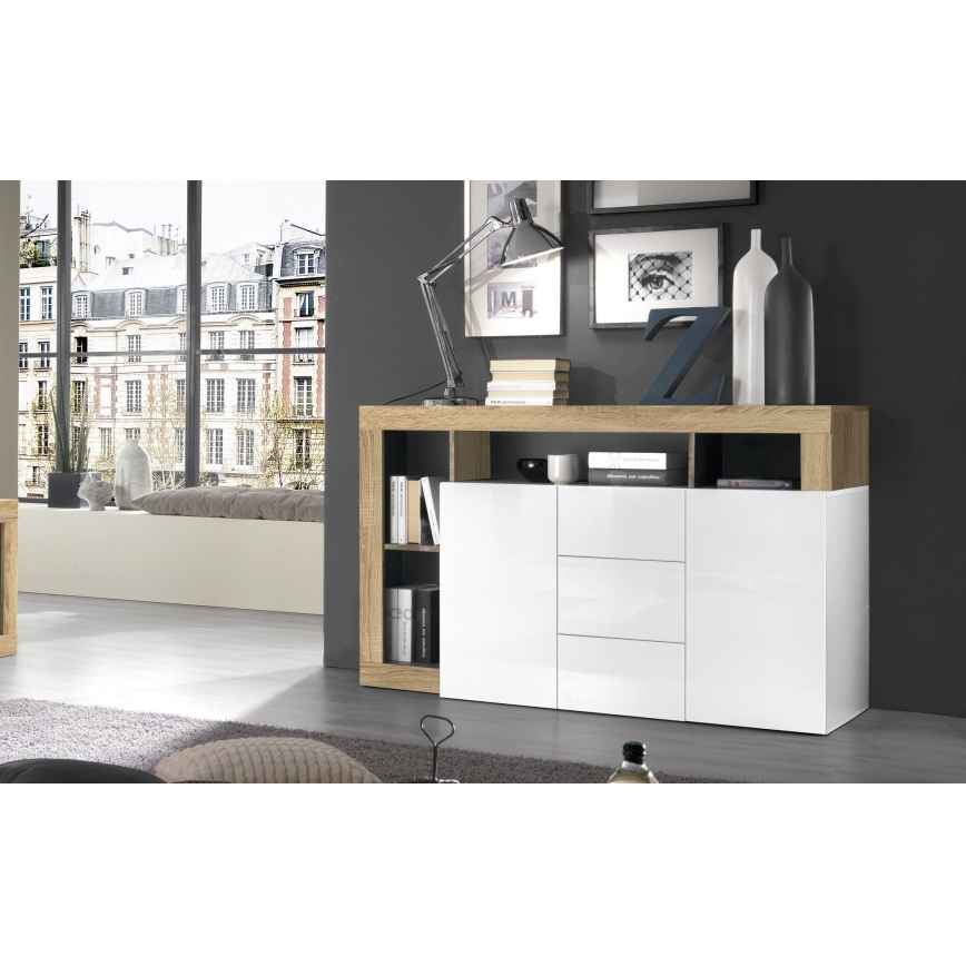 Comodă LENOR alb/maro