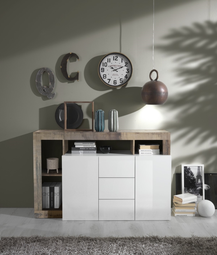 Comodă LENOR alb/maro