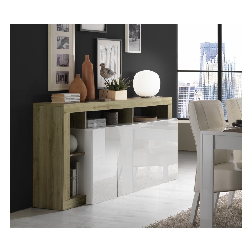 Comodă LENOR albă/maro