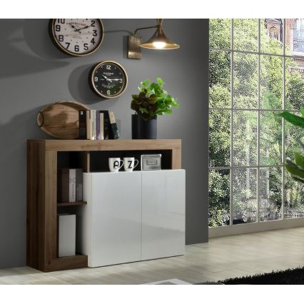 Comodă LENOR albă/stejar