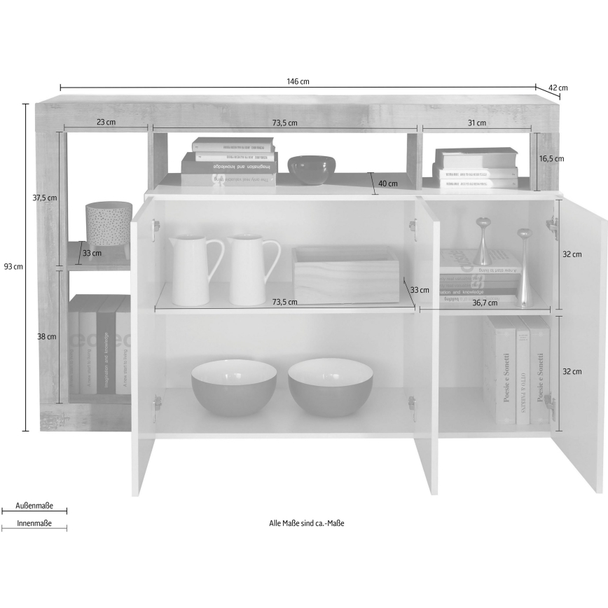 Comodă LENOR cașmir/maro
