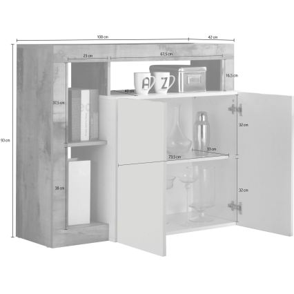 Comodă LENOR, cașmir/stejar deschis