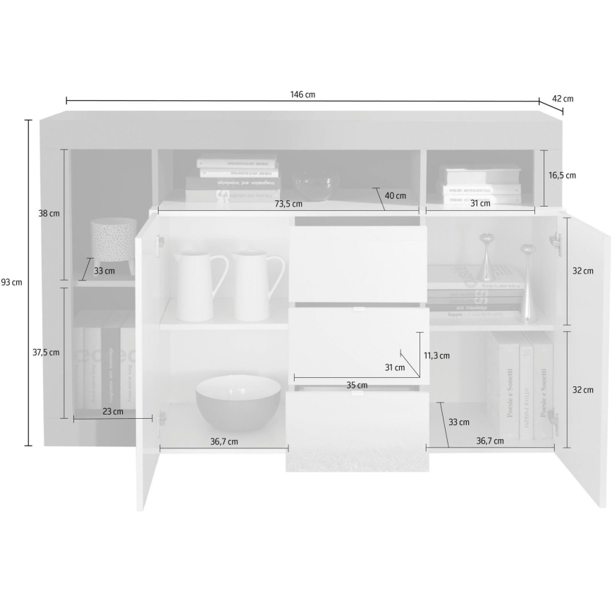 Comodă LENOR, cașmir/stejar