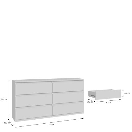 Comodă MAO cu sertare, albă