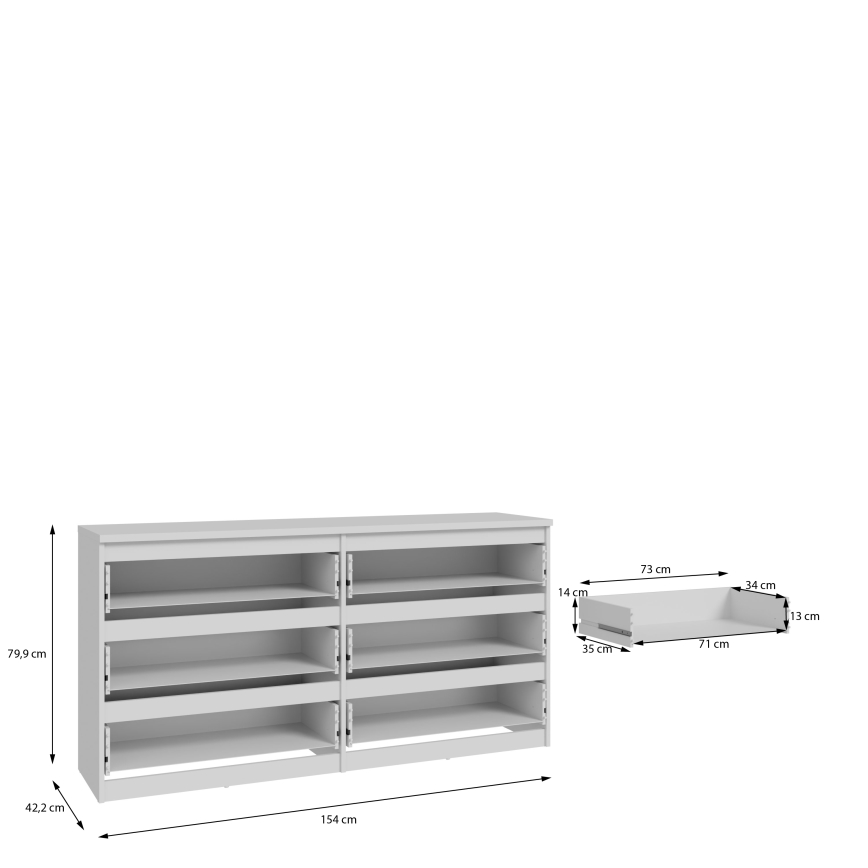 Comodă MAO cu sertare, albă