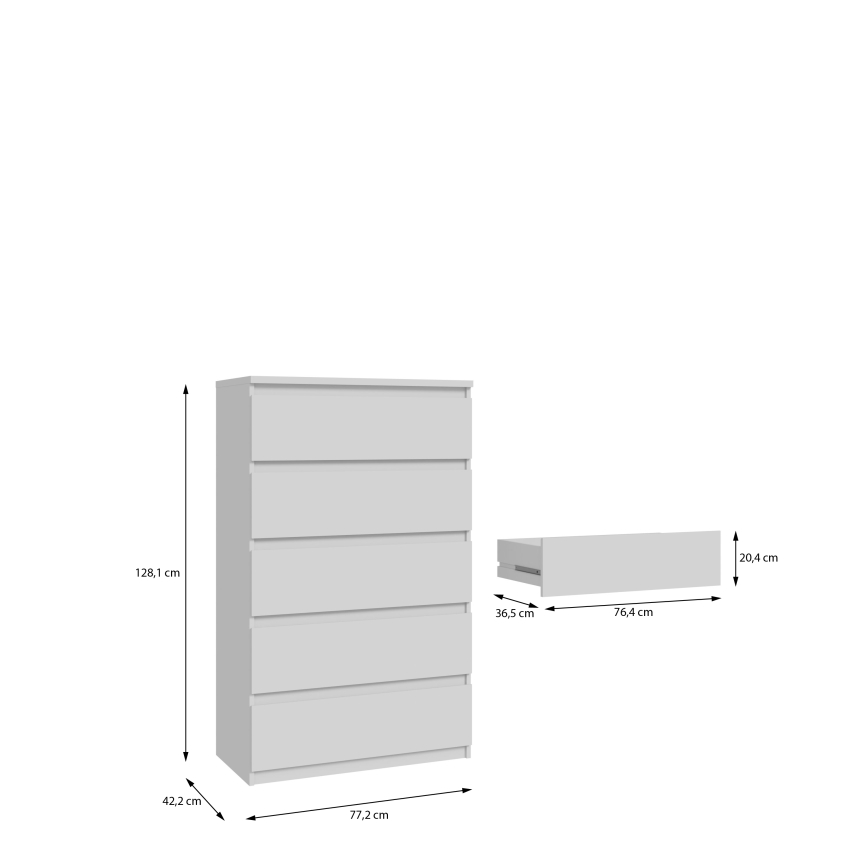 Comodă MAO cu sertare, albă