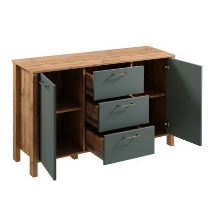Comodă MENTA 138x81x40 cm stejar Wotan/verde