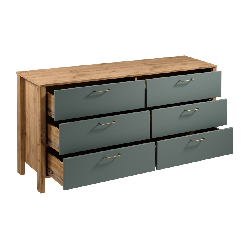 Comodă MENTA 170x81x47 cm stejar Wotan/verde