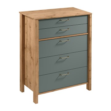 Comodă MENTA 90x108x47 cm stejar wotan/verde