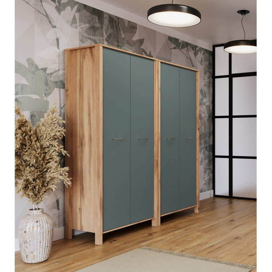 Comodă MENTA 90x200x53 cm stejar wotan/verde