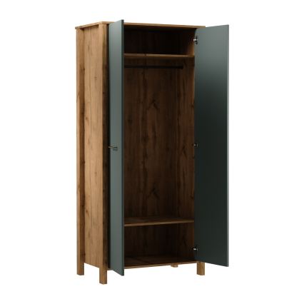 Comodă MENTA 90x200x53 cm stejar wotan/verde