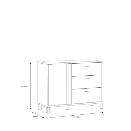 Comodă OREN cu sertare, maro/negru