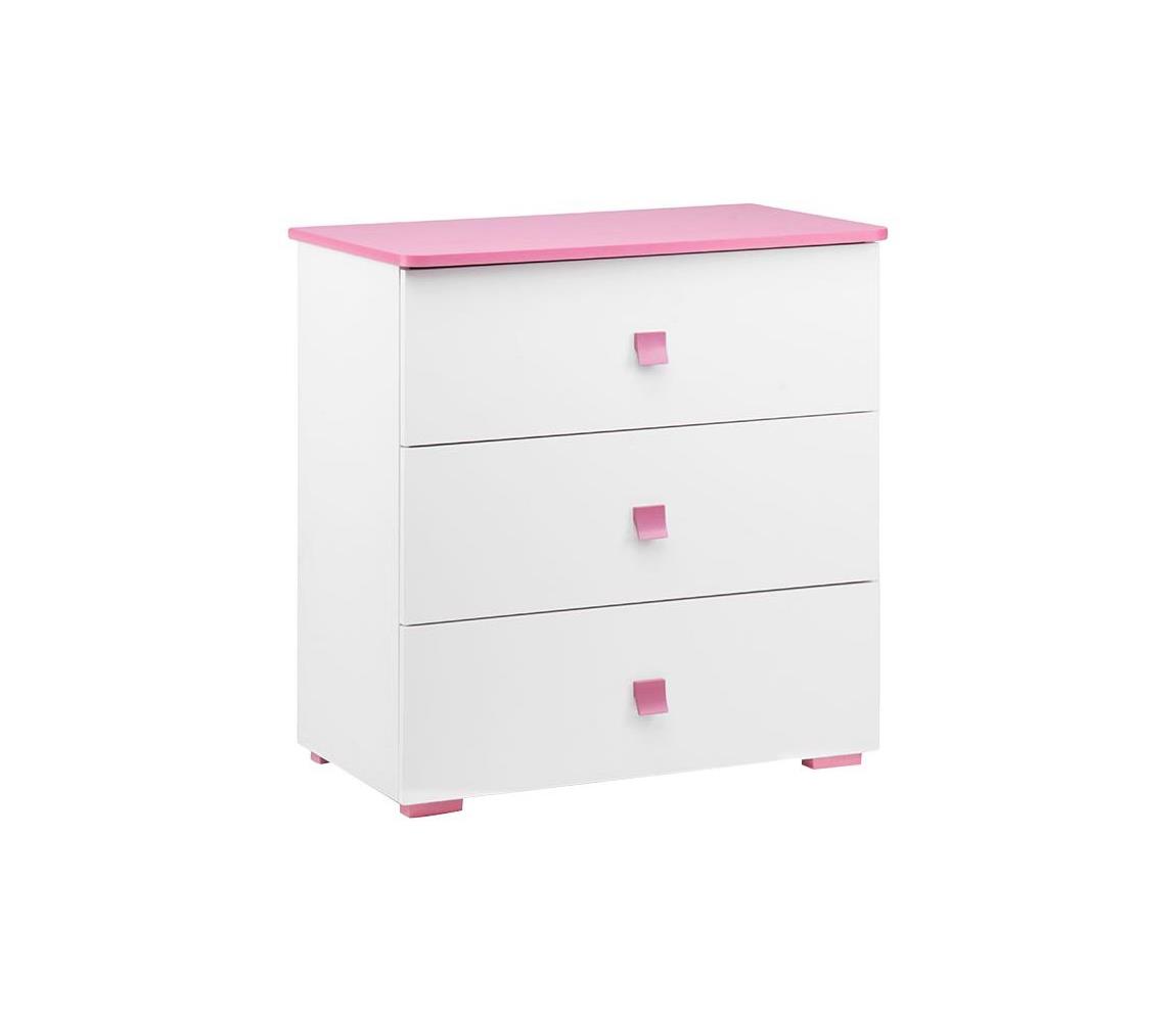 Comodă PABIS 87x83 cm alb/roz