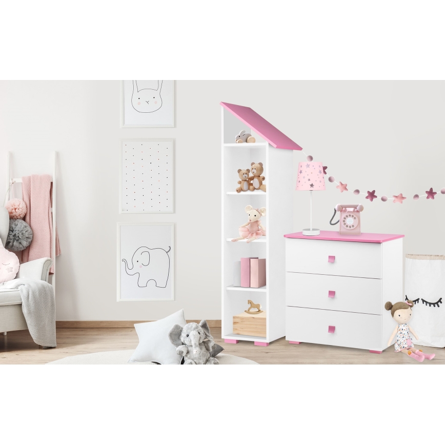 Comodă PABIS 87x83 cm alb/roz