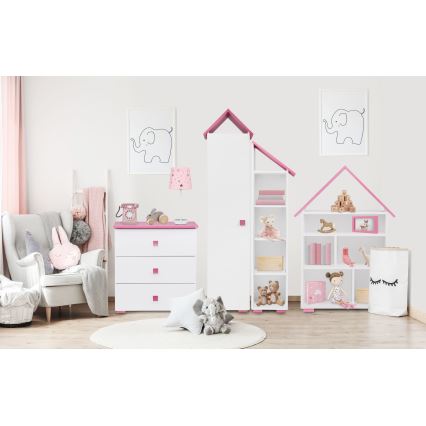 Comodă PABIS 87x83 cm alb/roz