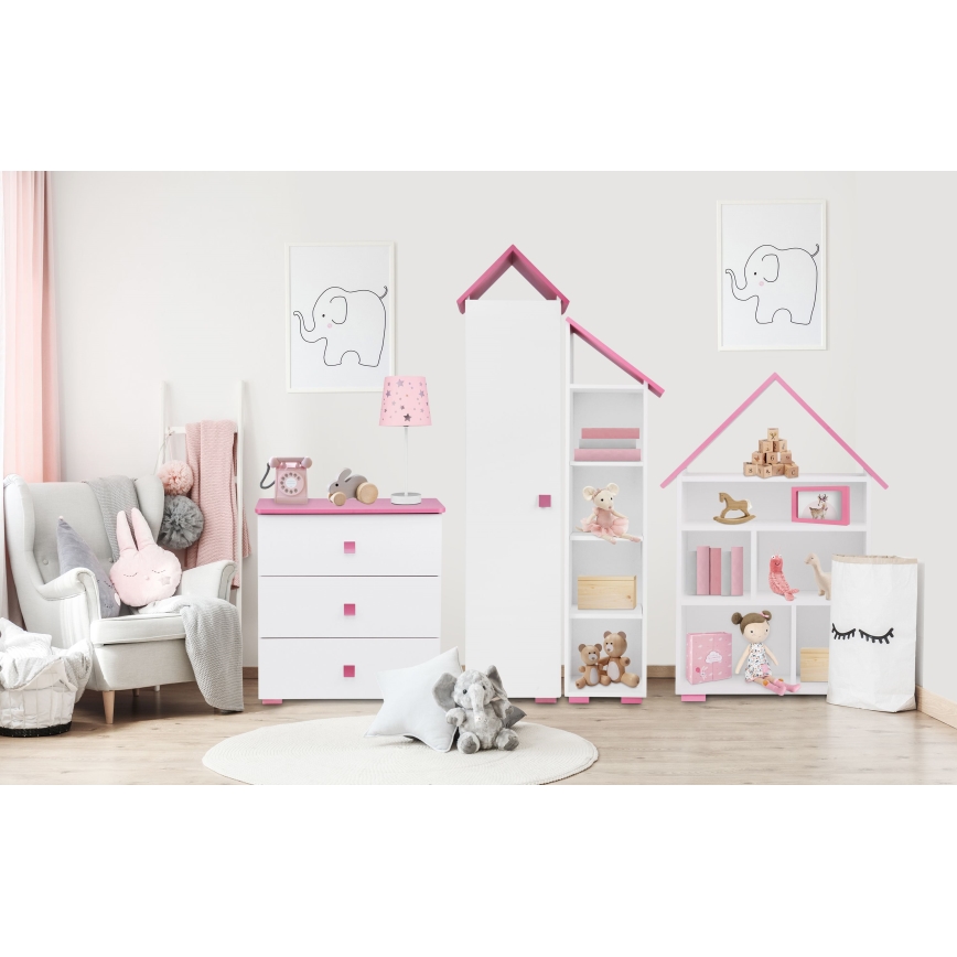 Comodă PABIS 87x83 cm alb/roz