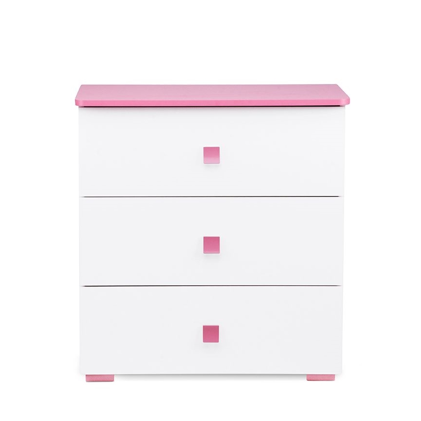 Comodă PABIS 87x83 cm alb/roz