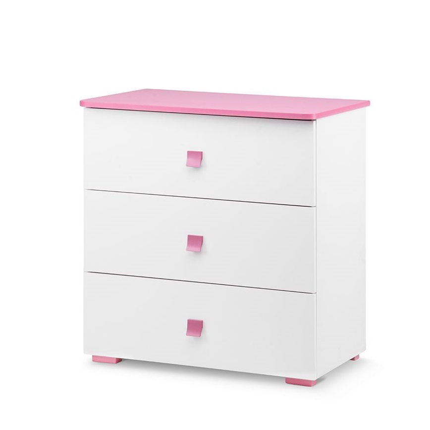 Comodă PABIS 87x83 cm alb/roz