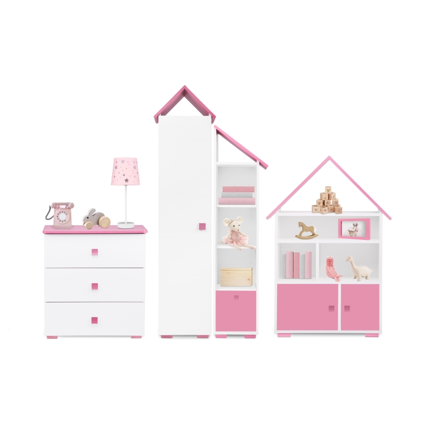 Comodă PABIS 87x83 cm alb/roz