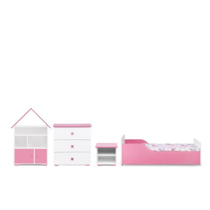 Comodă PABIS 87x83 cm alb/roz