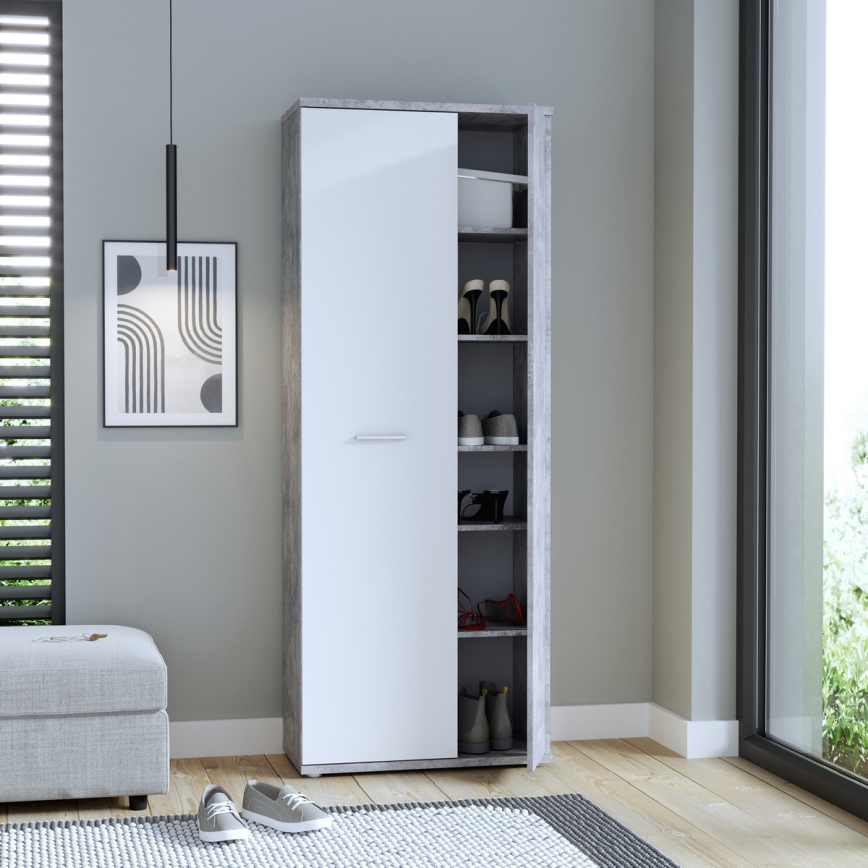 Comodă/Pantofar SIMO alb/gri beton