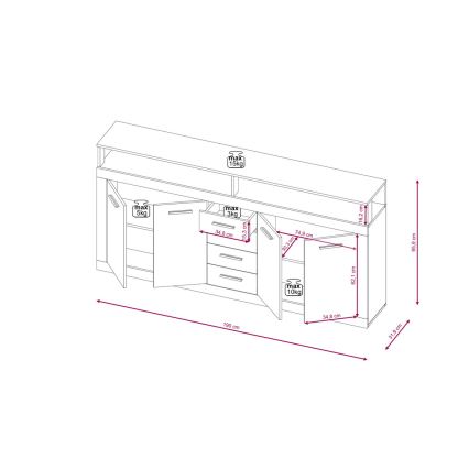 Comodă RUNA, maro deschis/antracit