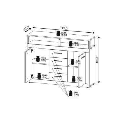Comodă RUNA maro deschis/antracit