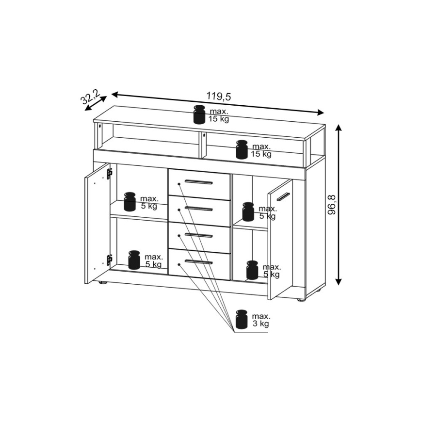 Comodă RUNA maro deschis/antracit