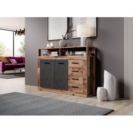 Comodă RUNA maro închis/antracit