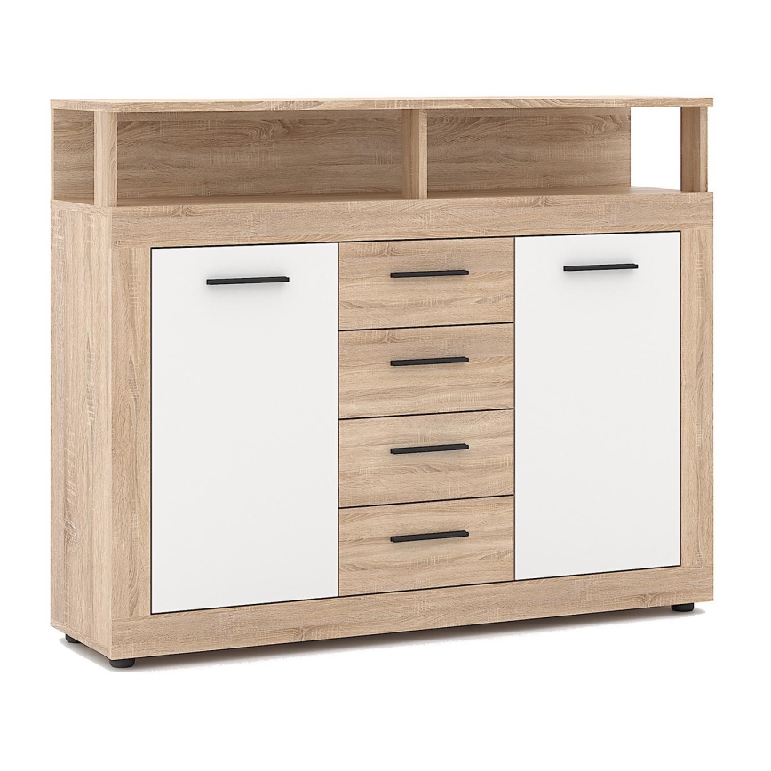 Comodă RUNA, stejar Sonoma/alb