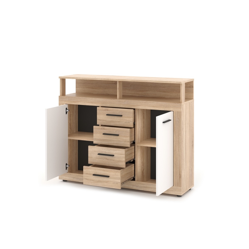 Comodă RUNA, stejar Sonoma/alb