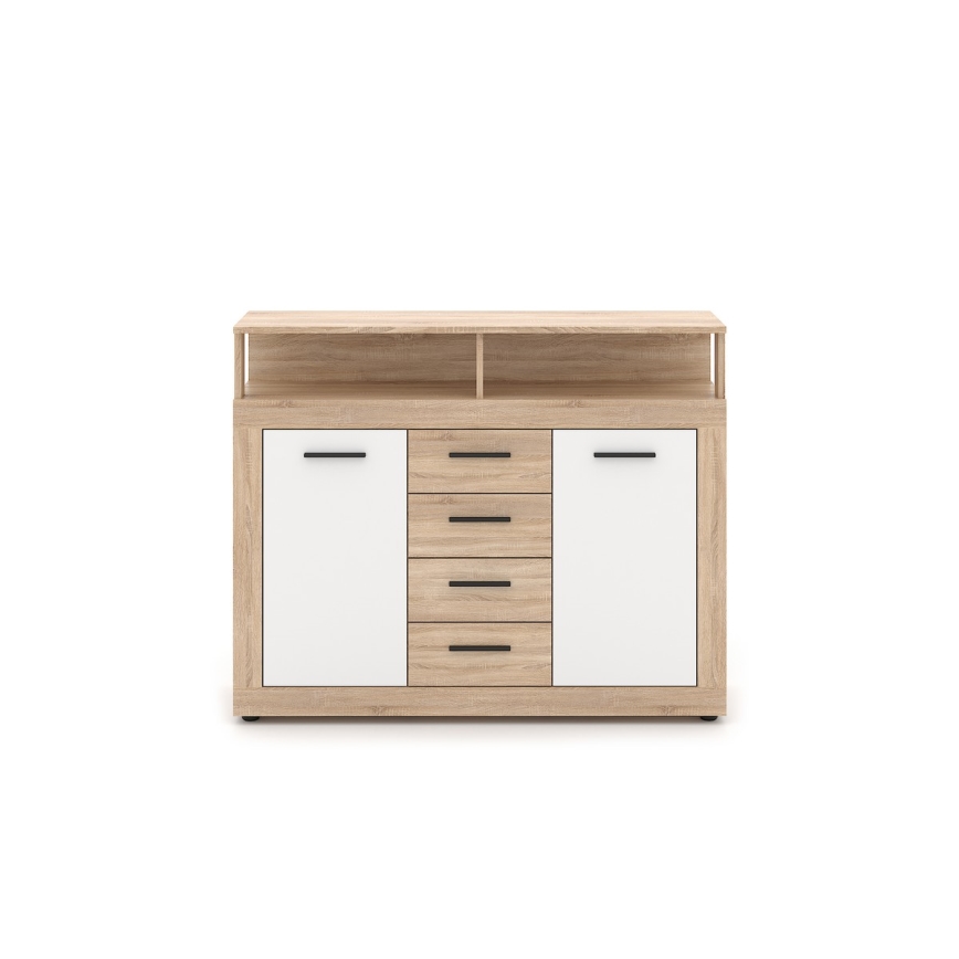 Comodă RUNA, stejar Sonoma/alb