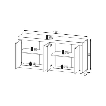 Comodă RUNEA, maro deschis/antracit