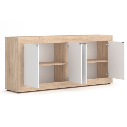 Comodă RUNEA, stejar Sonoma/albă