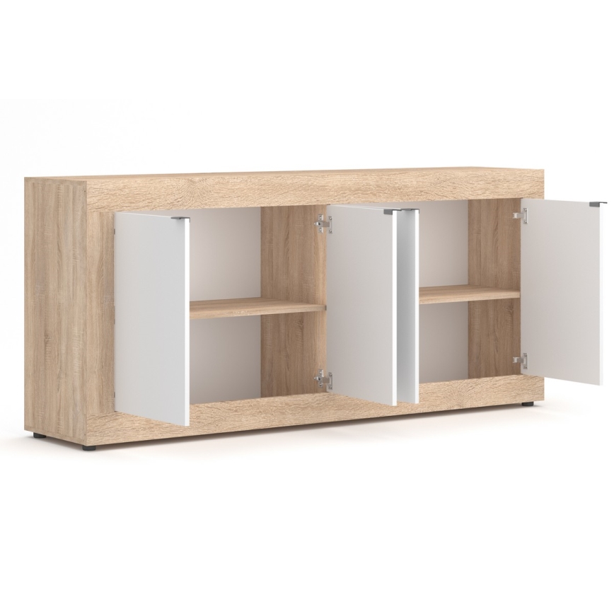 Comodă RUNEA, stejar Sonoma/albă